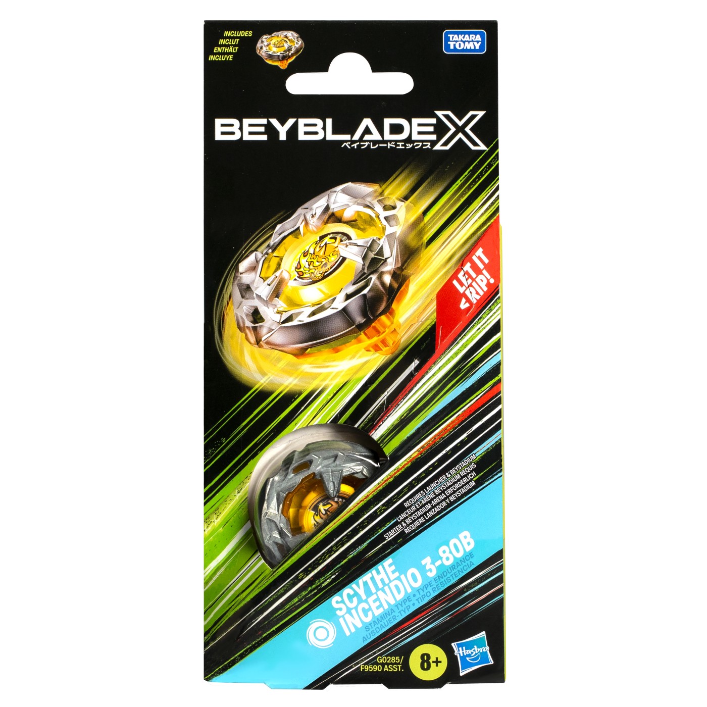 Figurine - BEYBLADE X LET IT RIP SPIRALA SCYTHE INCENDIO 3-80B