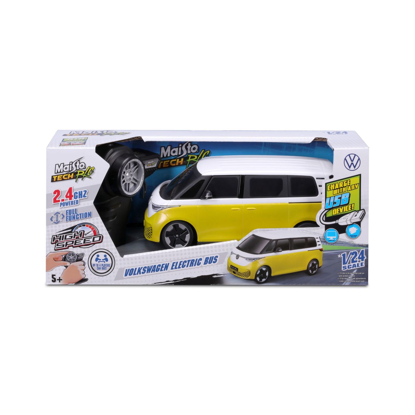 Jucării și jocuri - MAISTO MASINUTA PREMIUM CU TELECOMANDA 2.4GHz VOLKSWAGEN ELECTRIC BUS SCARA 1 LA 24
