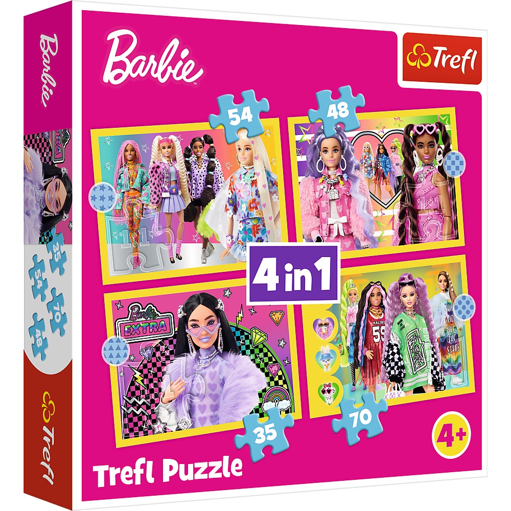 Jucării și jocuri - PUZZLE TREFL 4IN1 BARBIE MINUNATA LUME