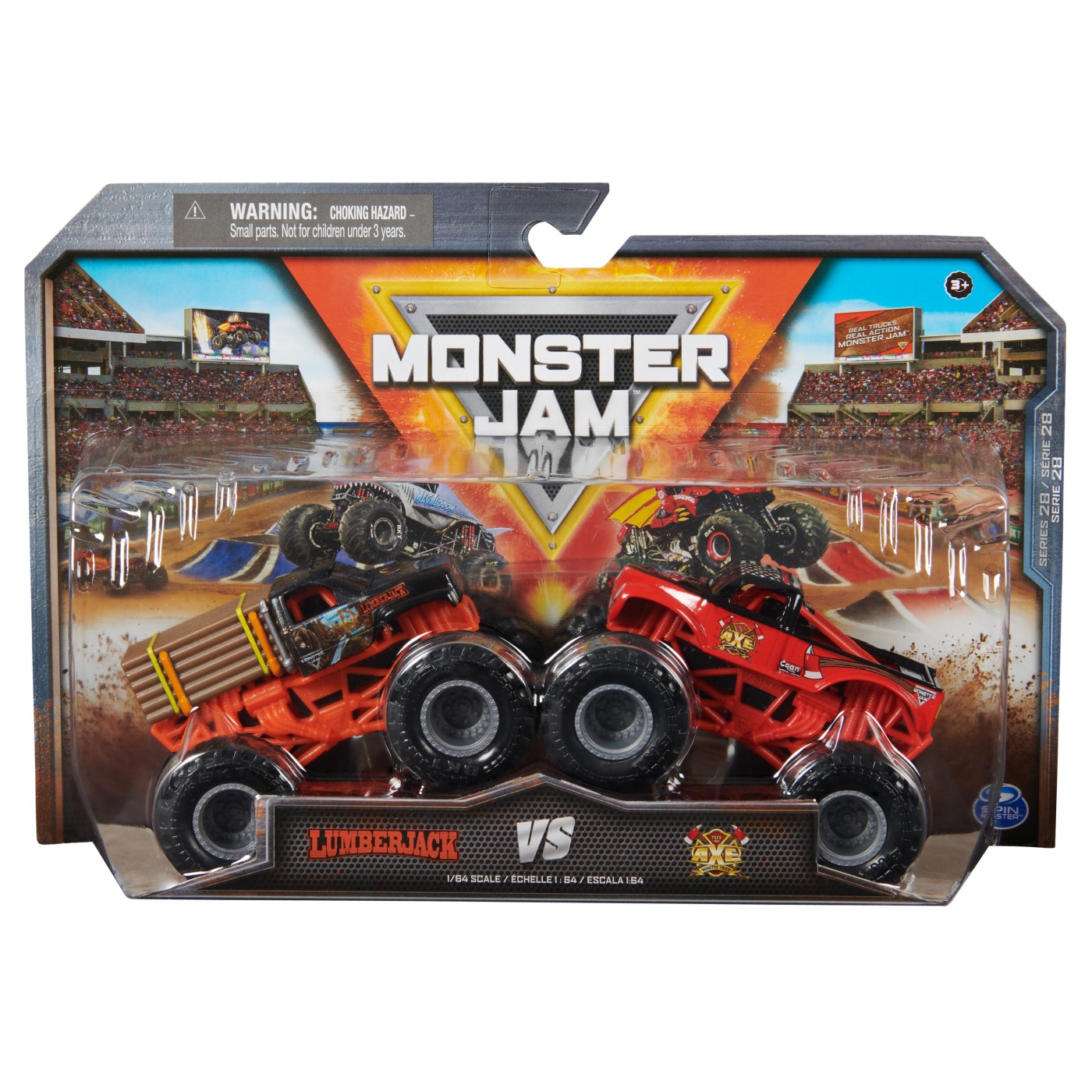 Jucării și jocuri - MONSTER JAM SET 2 MASINUTE METALICE LUMBERJACK SI AXE SCARA 1:64
