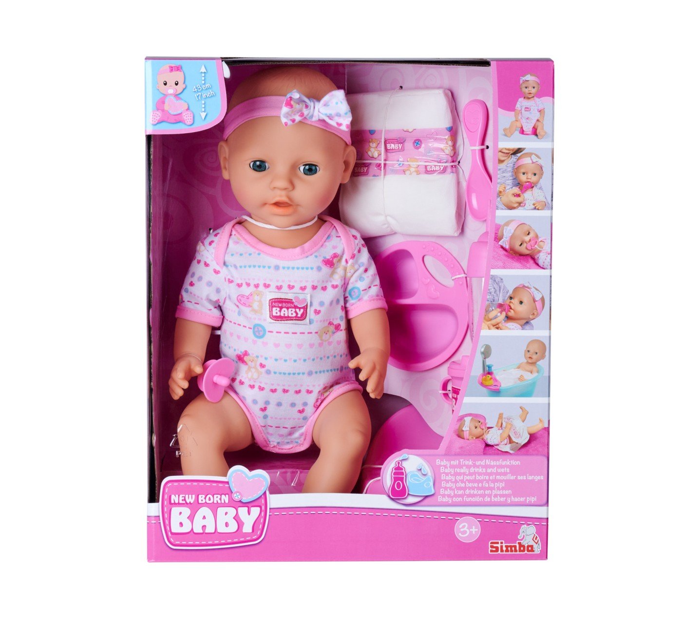 Jucării și jocuri - NEW BORN BABY SET BEBELUS ROZ