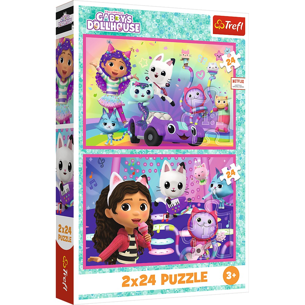 Jucării și jocuri - PUZZLE TREFL 2X24 GABBYS DOLLHOUSE AVENTURILE LUI GABBY
