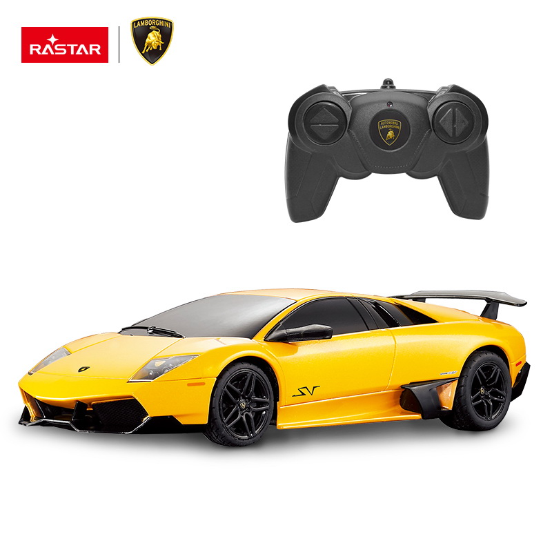 Jucării și jocuri - MASINA CU TELECOMANDA LAMBORGHINI MURCIELAGO LP670 GALBEN CU SCARA 1 LA 24