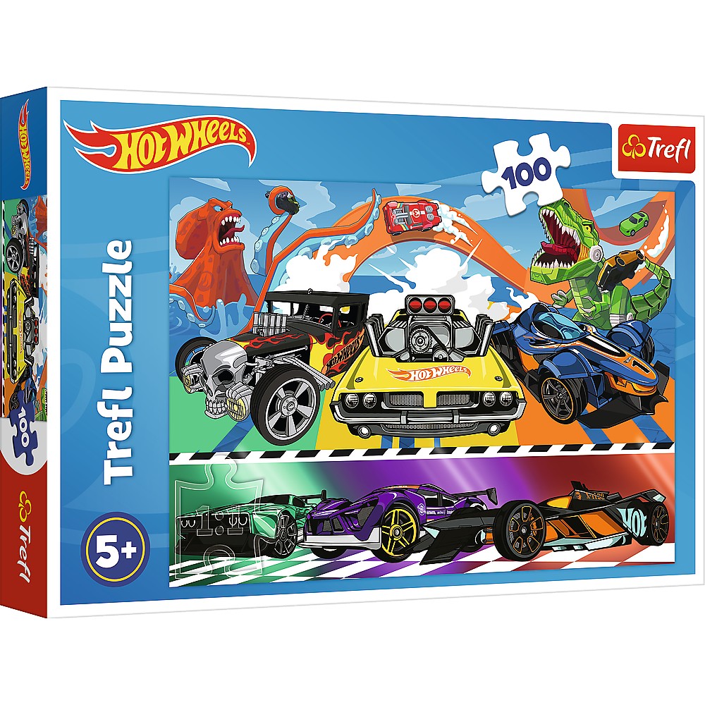 Jucării și jocuri - PUZZLE TREFL 100 HOT WHEELS MASINILE DE CURSE