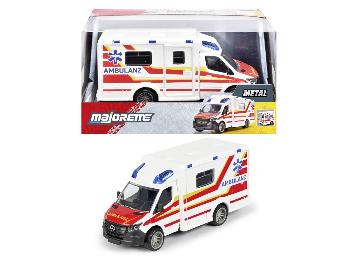 Vehicule de jucărie - MAJORETTE AMBULANTA METALICA MERCEDES BENZ SPRINTER SCARA 1 LA 43