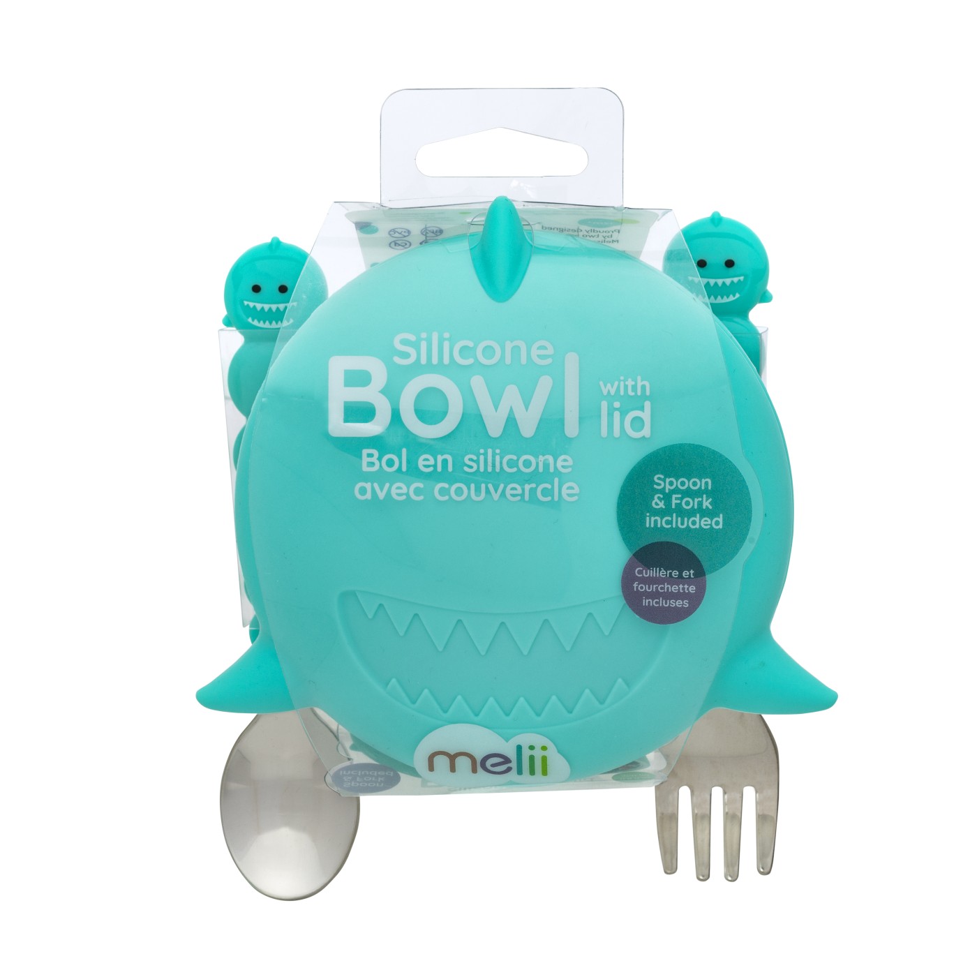 Jucării și jocuri - CASTRONEL SILICON CU CAPAC SI TACAMURI, MELII, MODEL RECHIN