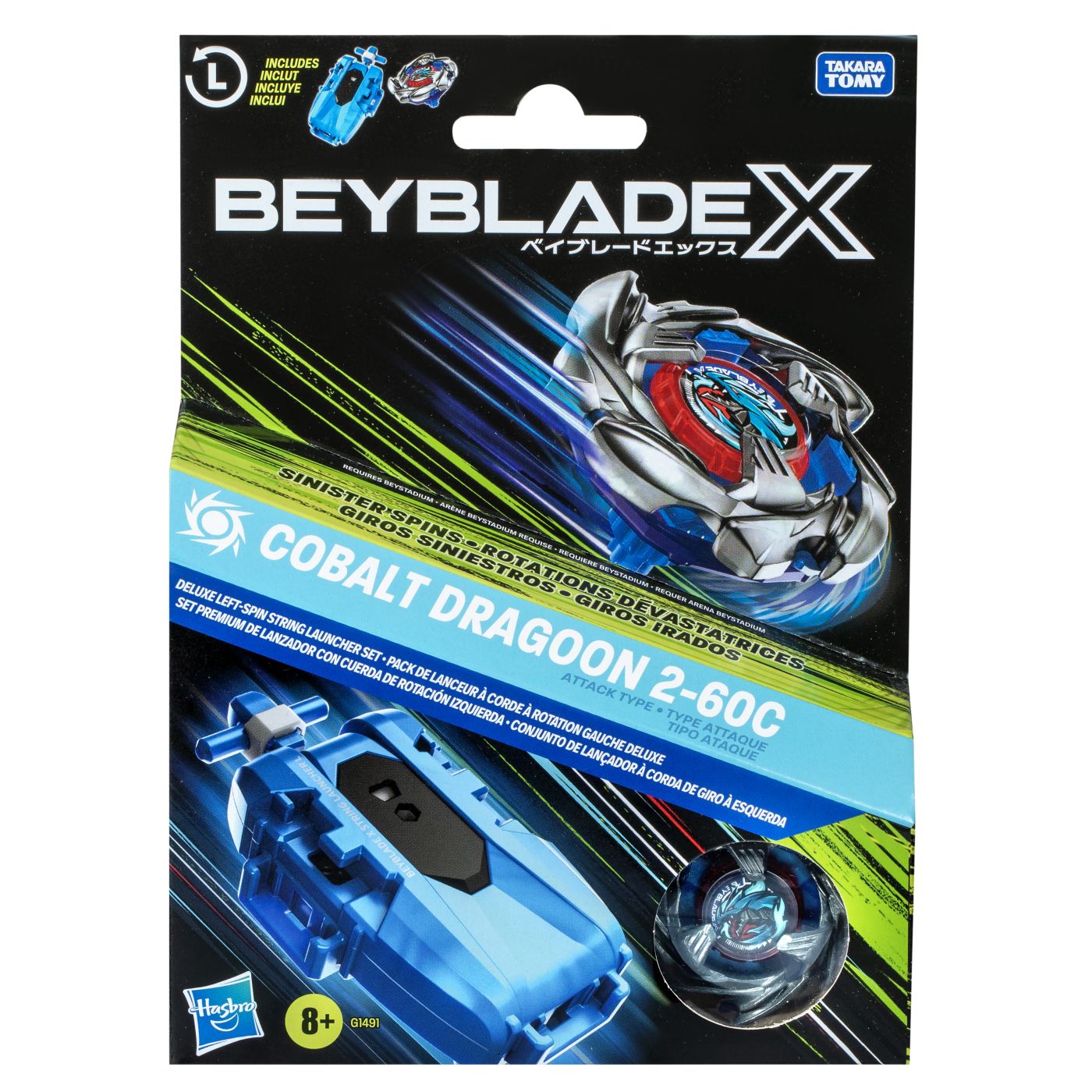 Figurine - BEYBLADE X LET IT RIP SET LANSATOR SI ROATA COBALT DRAGOON 2-60C