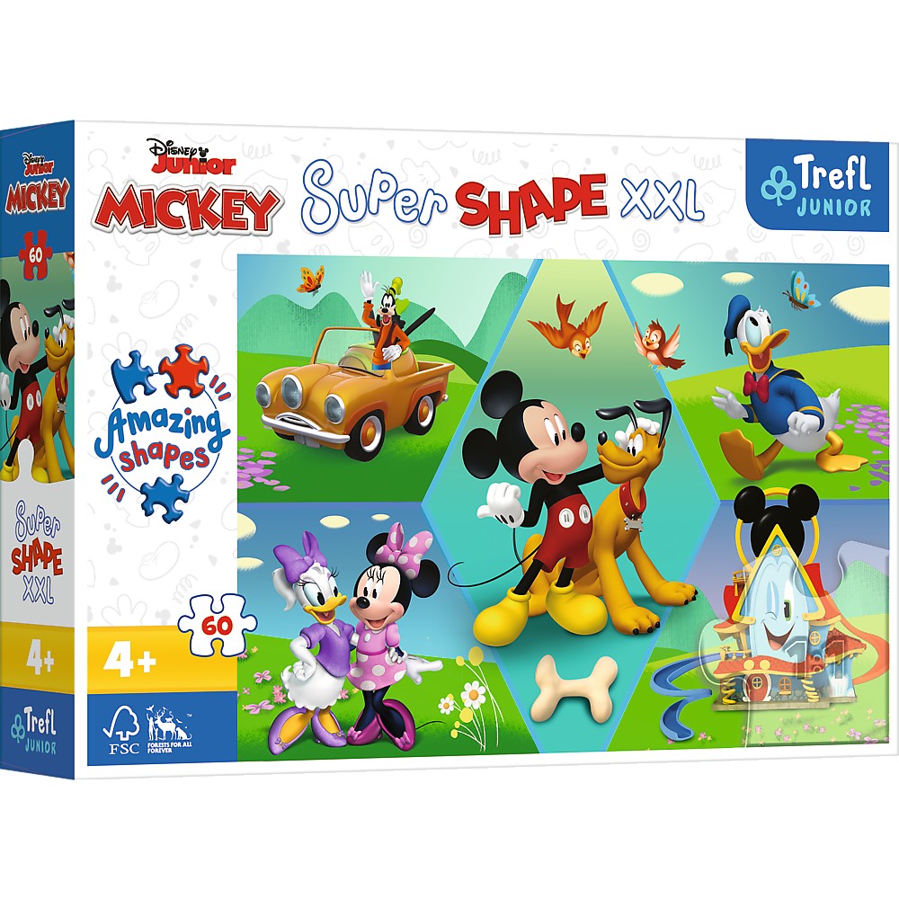 Jucării și jocuri - PUZZLE TREFL PRIMO SUPER SHAPE XXL 60 DISNEY MICKEY AMUZANTUL