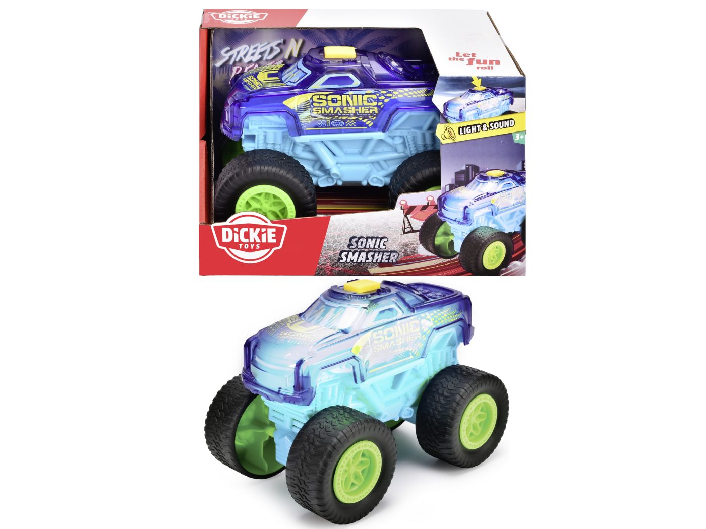 Jucării și jocuri - DICKIE MASINA DE TEREN SONIC SMASHER CU LUMINI SI SUNETE 17CM