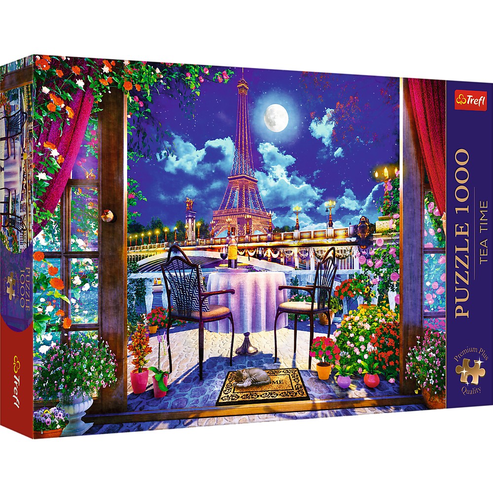 Jucării și jocuri - PUZZLE TREFL 1000 PREMIUM PLUS TEA TIME PARISUL IN LUMINA LUNII