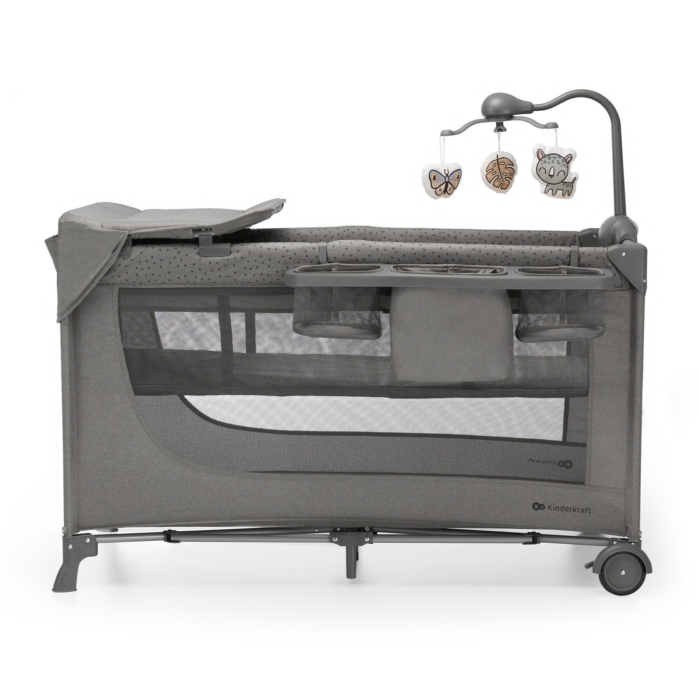 Jucării și jocuri - PATUT TRAVEL KINDERKRAFT JOY2, CU ACCESORII, DARK GREY