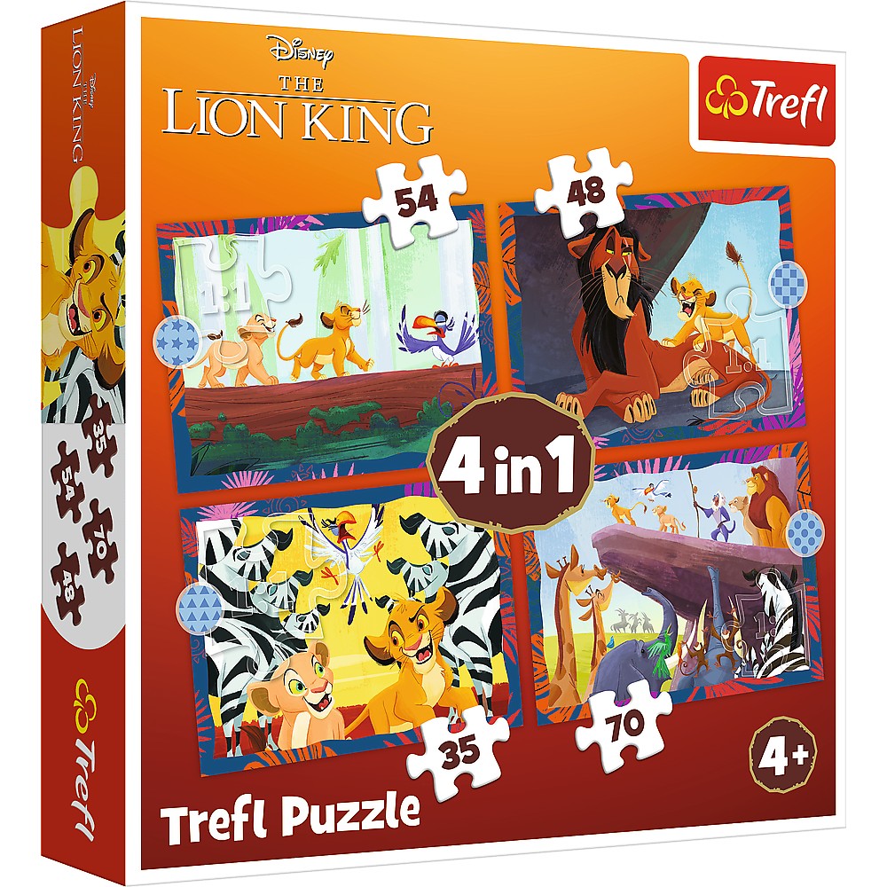 Jucării și jocuri - PUZZLE TREFL 4IN1 DISNEY REGELE LEU