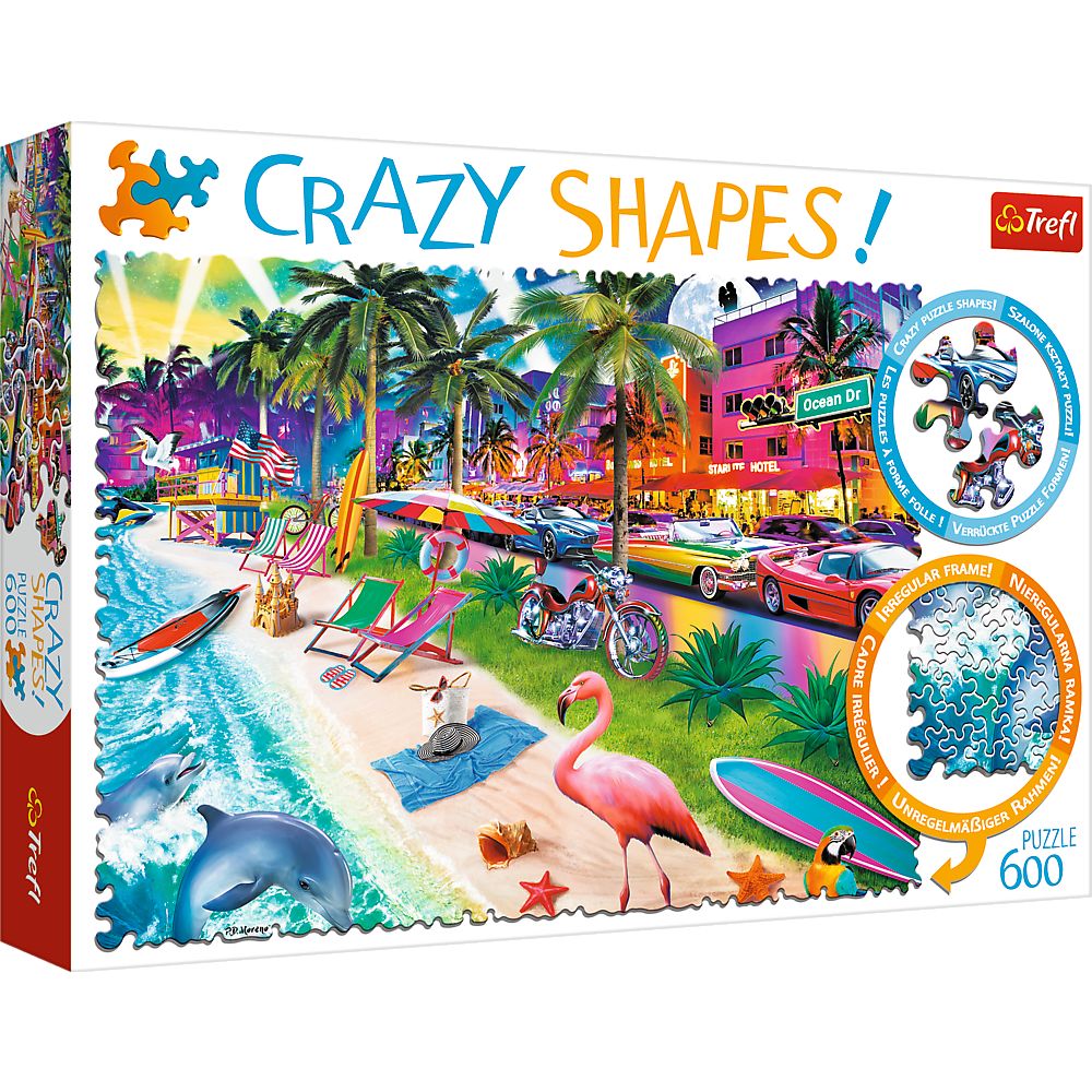 Jucării și jocuri - PUZZLE TREFL 600 FORME CIUDATE MIAMI BEACH