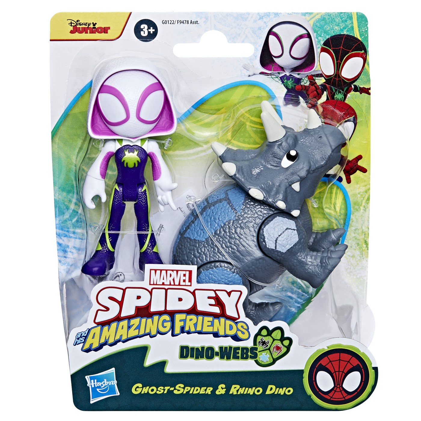 Figurine - SPIDEY SI PRIETENII MARVEL DINO WEBS GHOST-SPIDER SI RHINO DINO