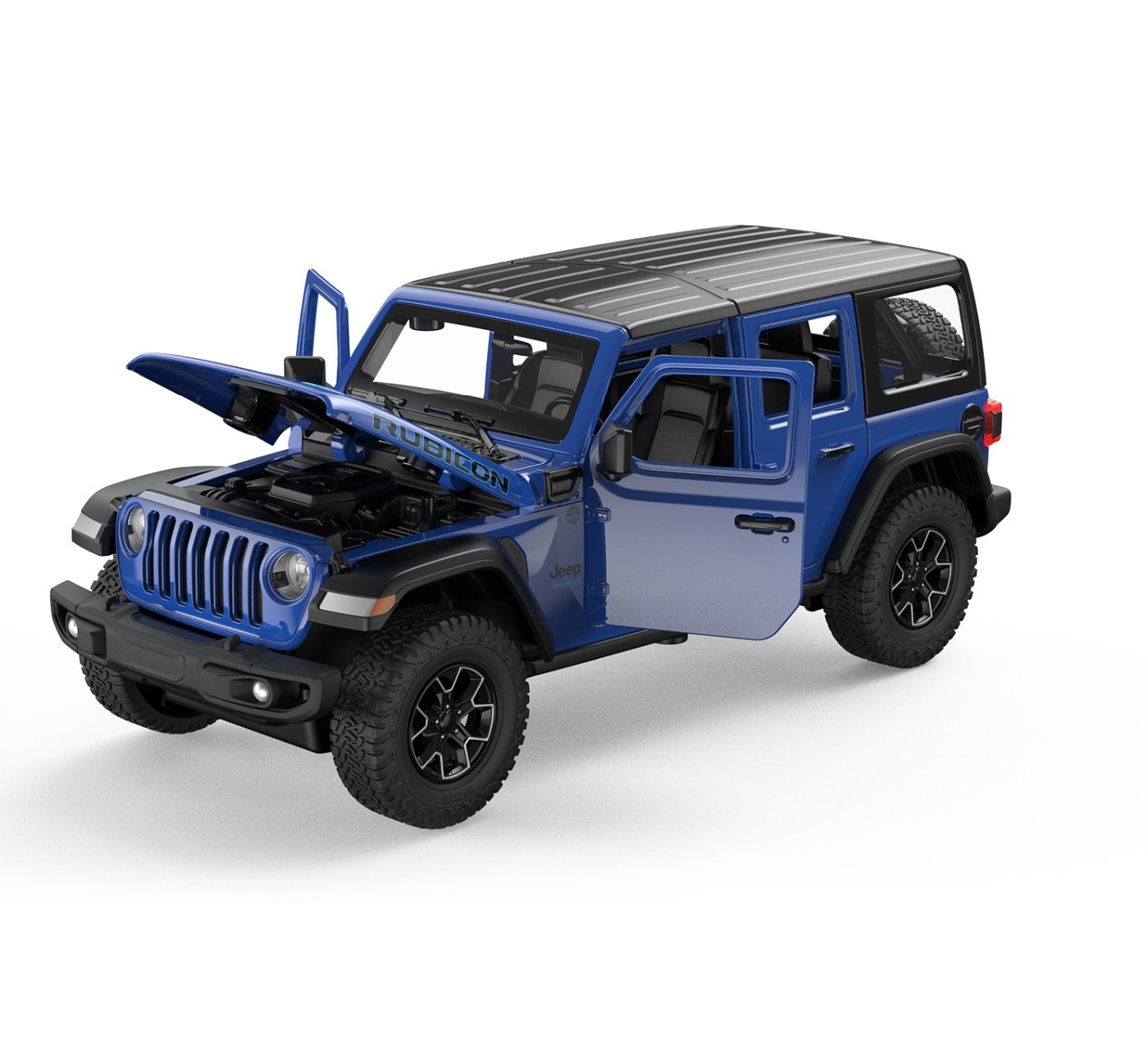 Jucării și jocuri - MASINUTA METALICA JEEP WRANGLER RUBICON 4XE ALBASTRU SCARA 1 LA 24