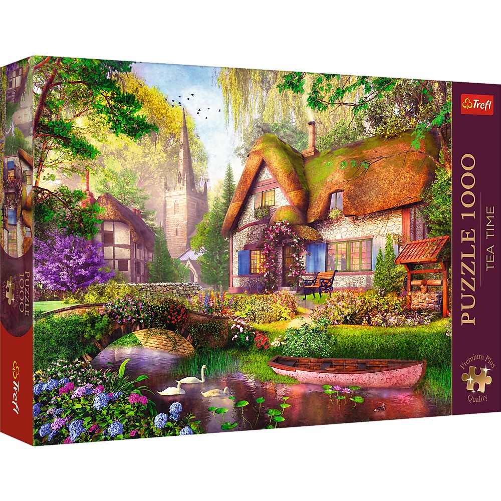 Jucării și jocuri - PUZZLE TREFL 1000 PREMIUM PLUS TEA TIME CASUTA DIN PADURE