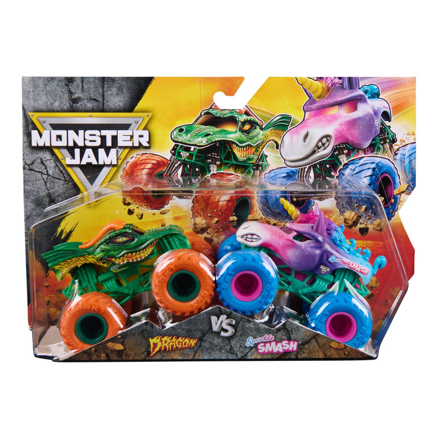 MONSTER JAM SET 2 MASINUTE METALICE DRAGON SI SPARKLE SMASH SCARA 1 LA 64 [1]