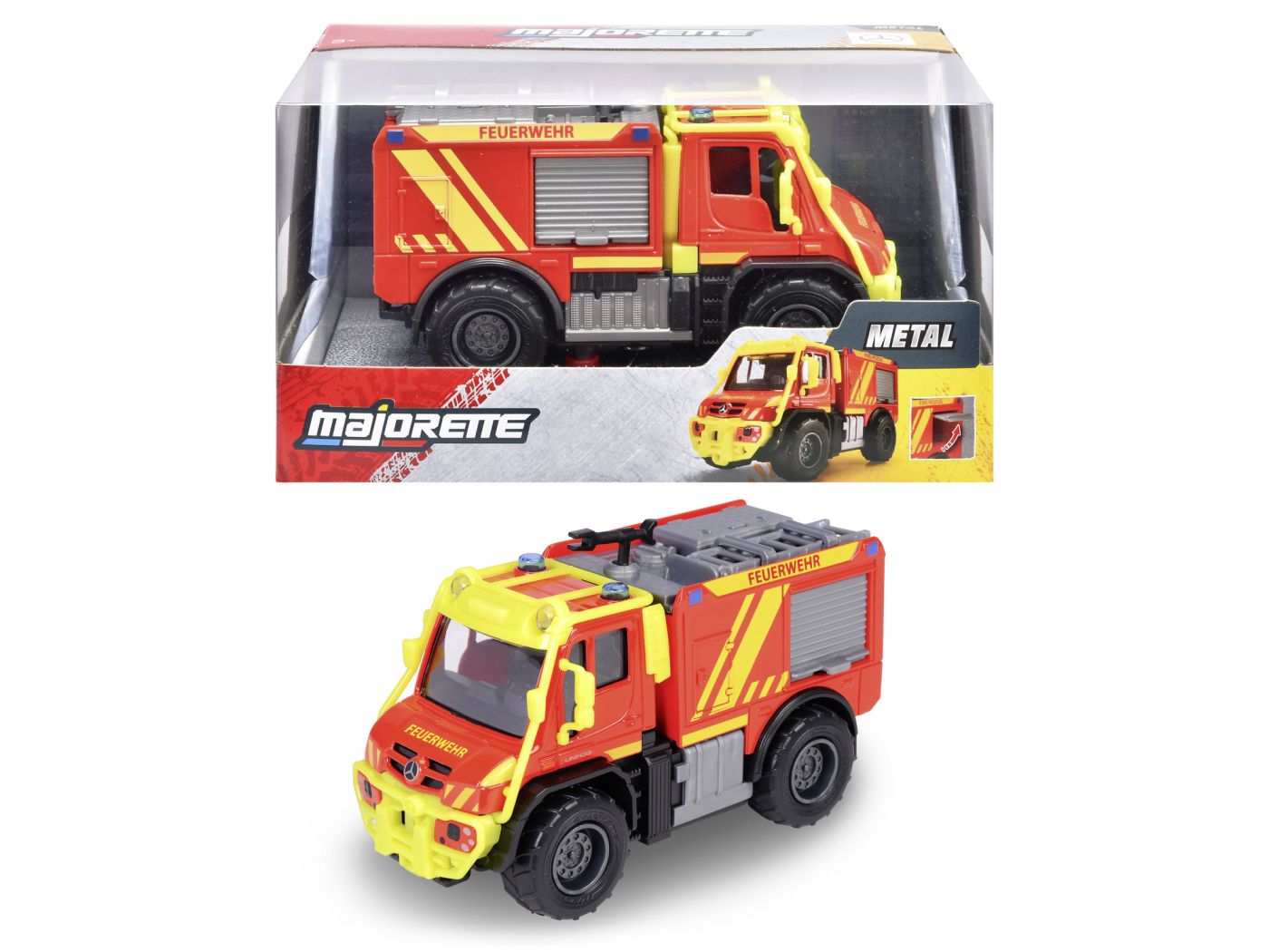 Vehicule de jucărie - MAJORETTE MASINA METALICA DE POMPIERI MERCEDES UNIMOG U530 SCARA 1 LA 43