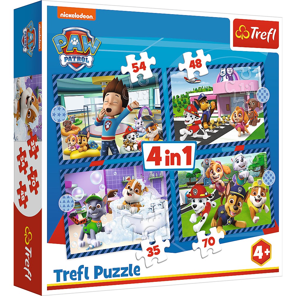 Jucării și jocuri - PUZZLE TREFL 4IN1 PATRULA CATELUSILOR ACTIVITATILE ZILNICE ALE ECHIPEI