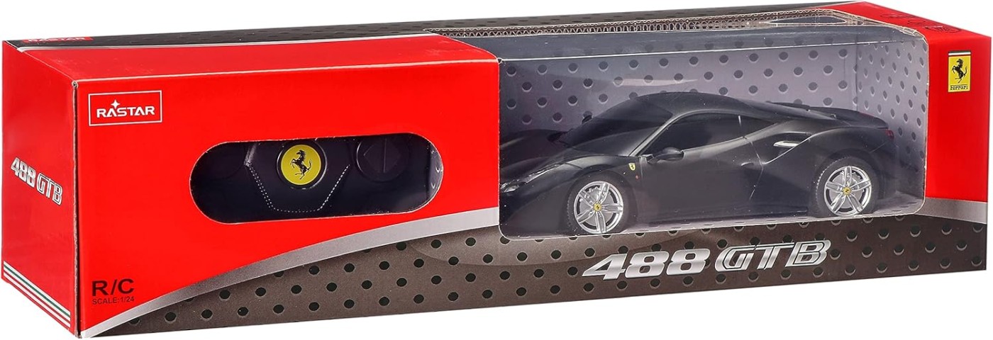 Jucării și jocuri - MASINA CU TELECOMANDA FERRARI 488 GTB NEGRU SCARA 1 LA 24