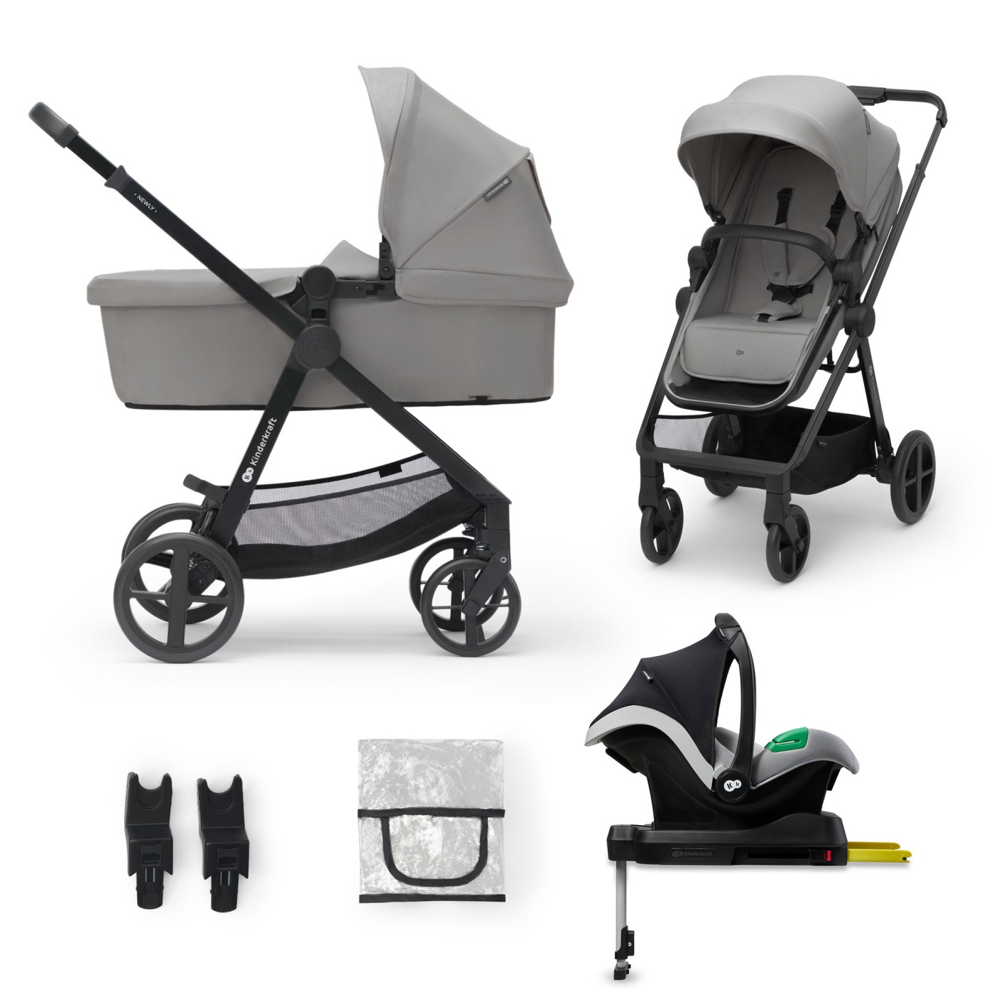 Jucării și jocuri - CARUCIOR KINDERKRAFT NEWLY, 4 IN 1, MOONLIGHT GREY