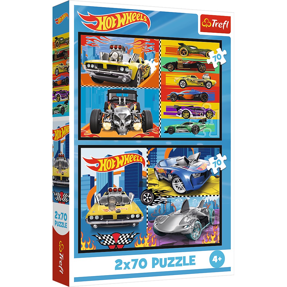 Jucării și jocuri - PUZZLE TREFL 2X70 HOT WHEELS MASINI