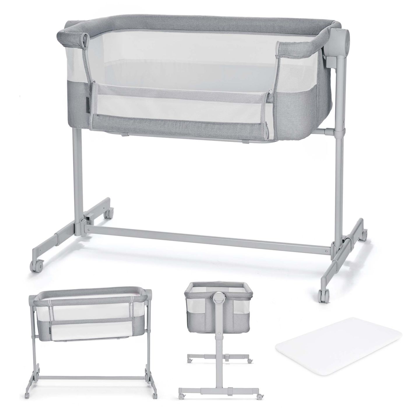 Jucării și jocuri - PATUT CO-SLEEPER KINDERKRAFT NESTE UP, FULL LIGHT GREY