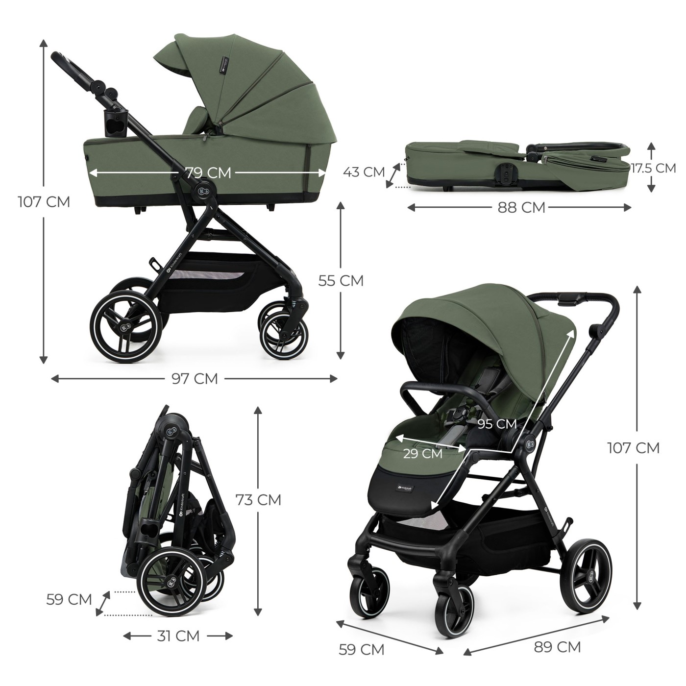 CARUCIOR KINDERKRAFT YOXI 3IN1 (MINK PRO) MISTIC GREEN [5]