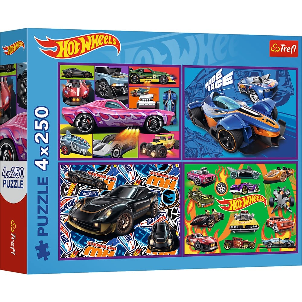 Jucării și jocuri - PUZZLE TREFL 4X250 HOT WHEELS MASINI DE CURSE