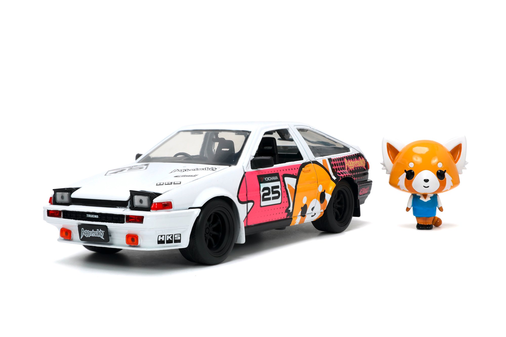 JADA AGGRETSUKO SET MASINUTA METALICA SI FIGURINA AGGRETSUKO SI TOYOTA TRUENO SCARA 1:24 [2]