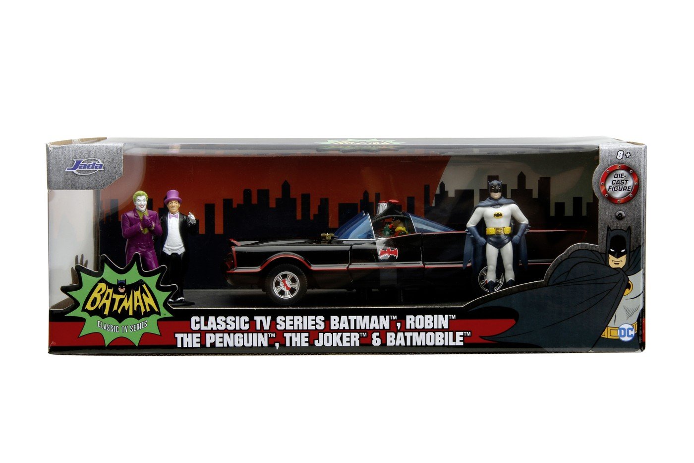 Jucării și jocuri - JADA BATMAN SET MASINUTA METALICA BATMOBILE  1:24 SI 4 FIGURINE