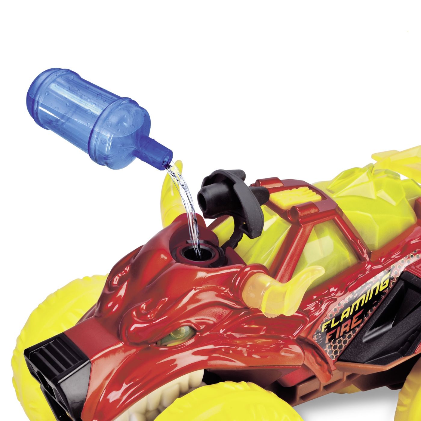 DICKIE MASINA DE TEREN FLAMING FIRE MONSTER CU LUMINI SUNETE SUSPENSII SI FUNCTIE ABUR 25CM [5]