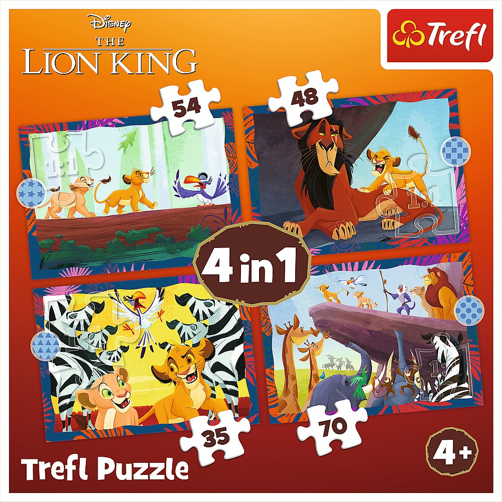 PUZZLE TREFL 4IN1 DISNEY REGELE LEU [6]