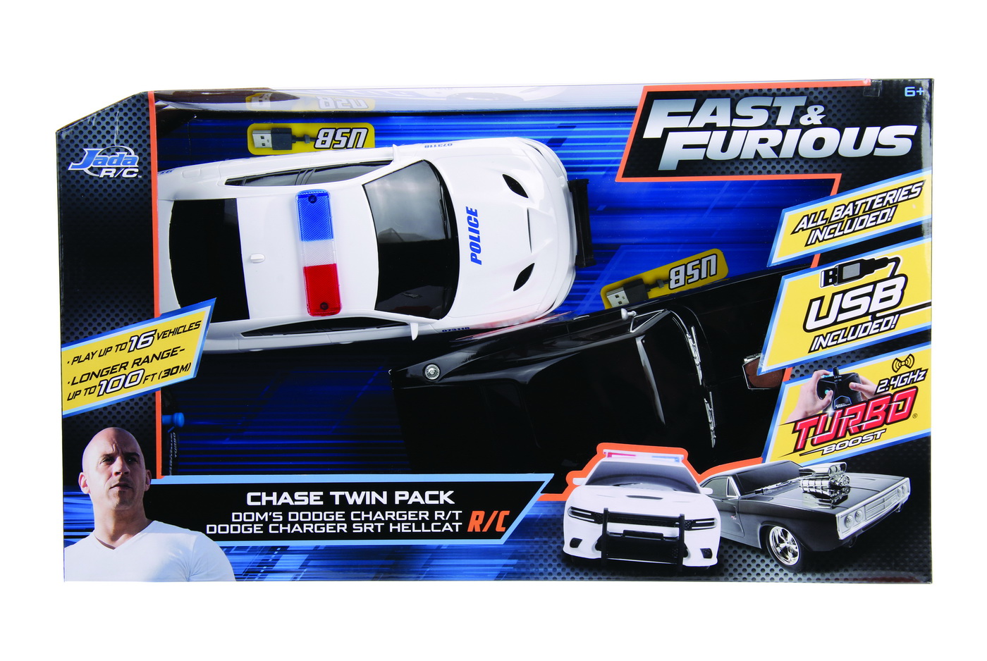 SET MASINUTE FAST AND FURIOUS RC TOYOTA SUPRA&DODGE CHARGER SRT SCARA 1:16 [7]