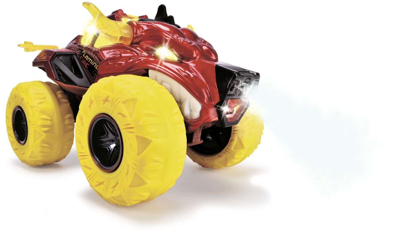 DICKIE MASINA DE TEREN FLAMING FIRE MONSTER CU LUMINI SUNETE SUSPENSII SI FUNCTIE ABUR 25CM [7]