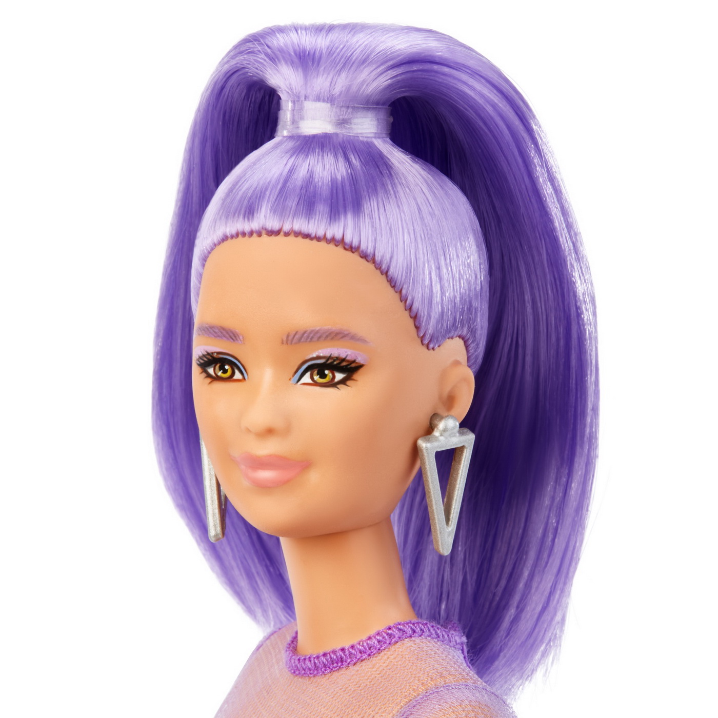 PAPUSA BARBIE FASHIONISTA CU PAR MOV CU ROCHIE CU UMERI BUFANTI [8]