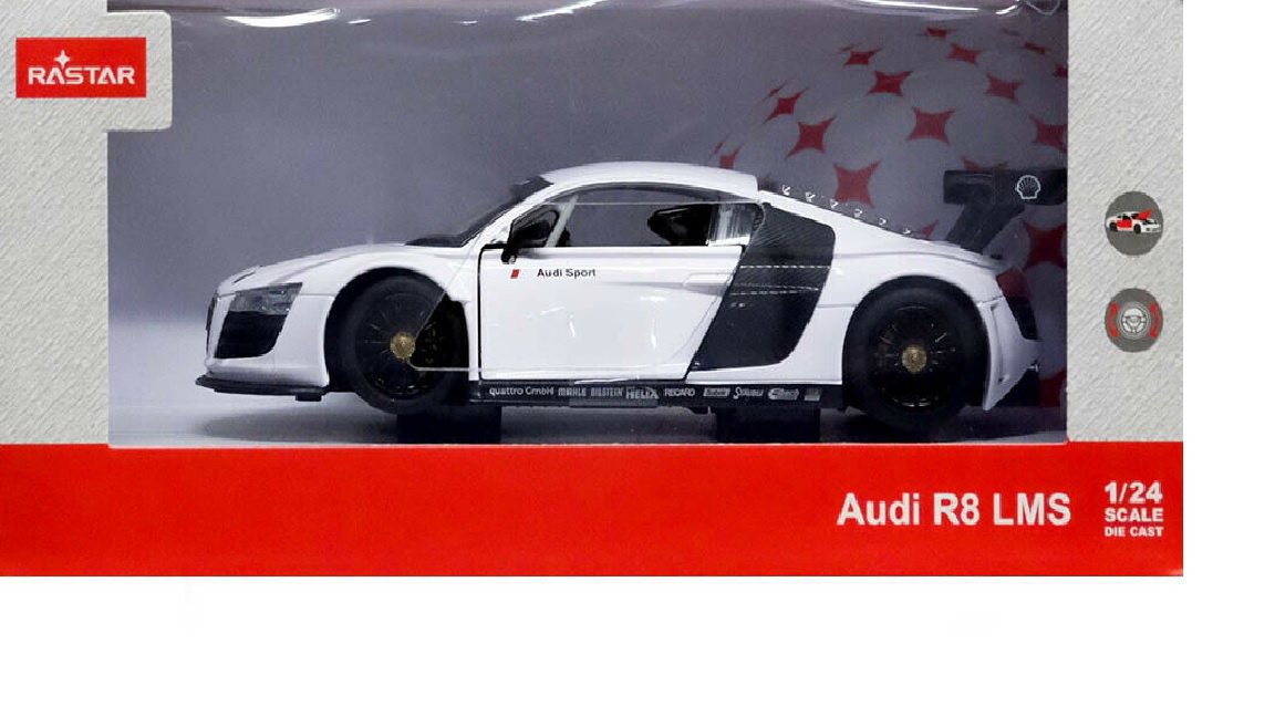 Jucării și jocuri - MASINUTA METALICA AUDI R8 ALB SCARA 1 LA 24