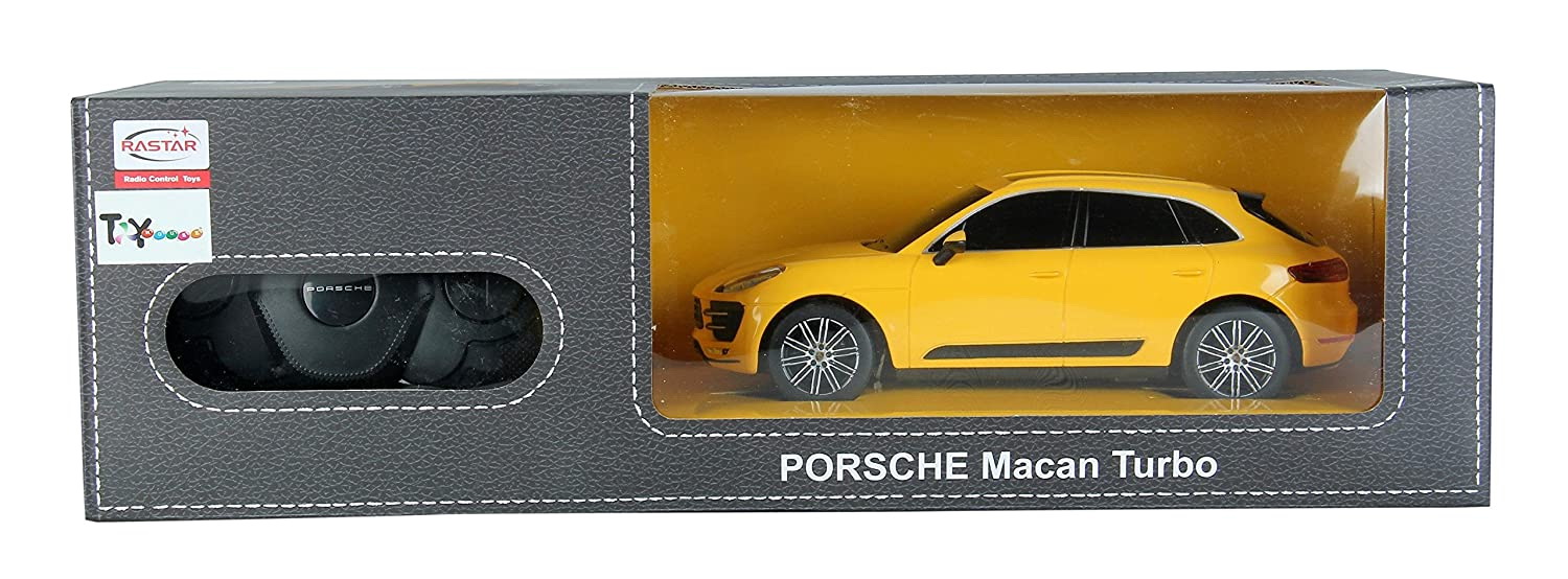 Jucării și jocuri - MASINA CU TELECOMANDA PORSCHE MACAN TURBO GALBEN CU SCARA 1 LA 24