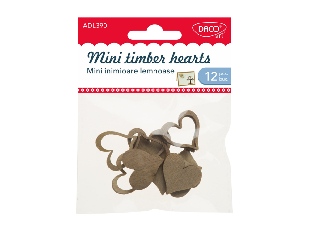 Accesorii craft - Mini inimioare lemnoase 12/set Daco [1]