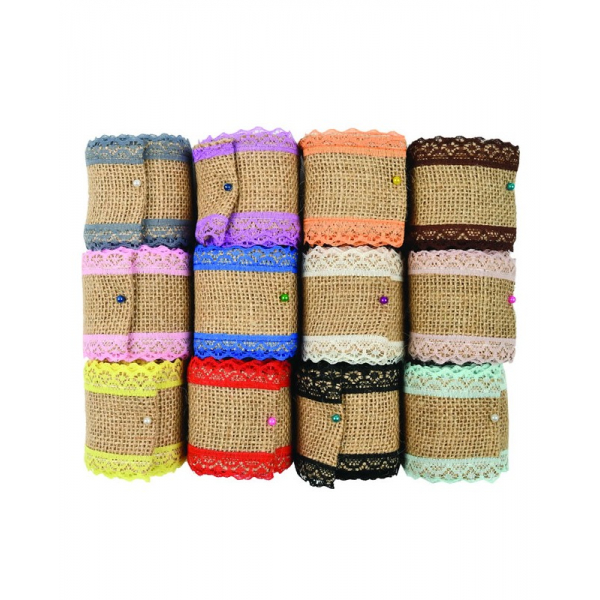 Accesorii creatie panza iuta cu dantela 5cmx2m diverse culori Colorarte [1]