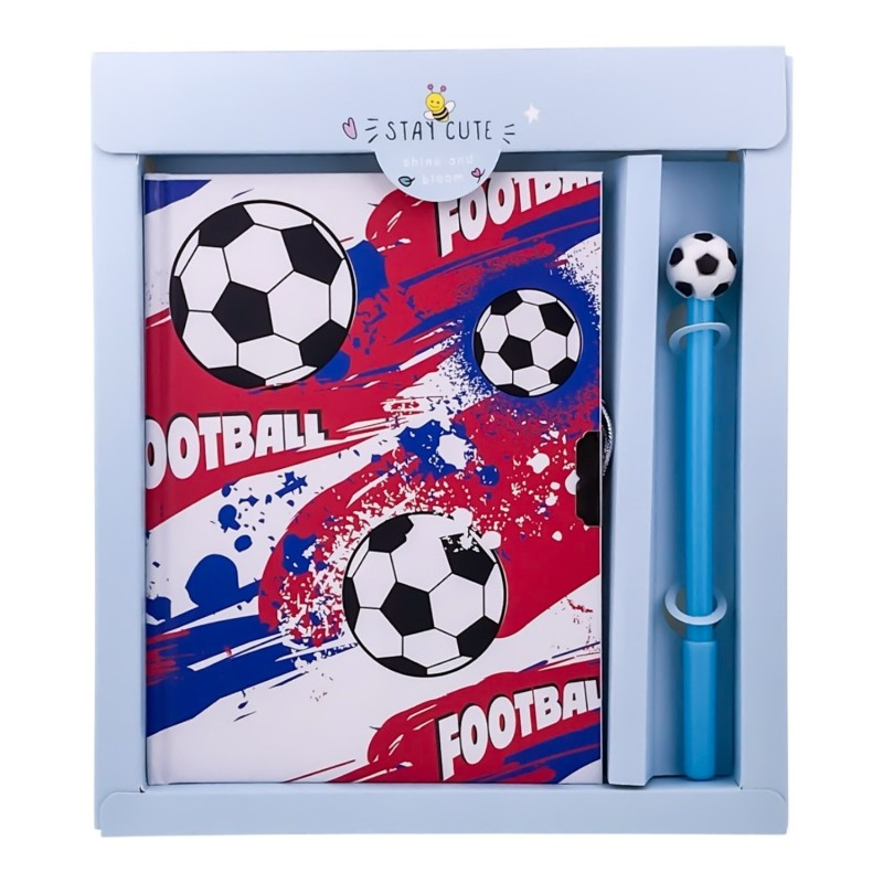 Agenda cu lacat si pix pentru baieti 20x23 cm Fotbal [5]