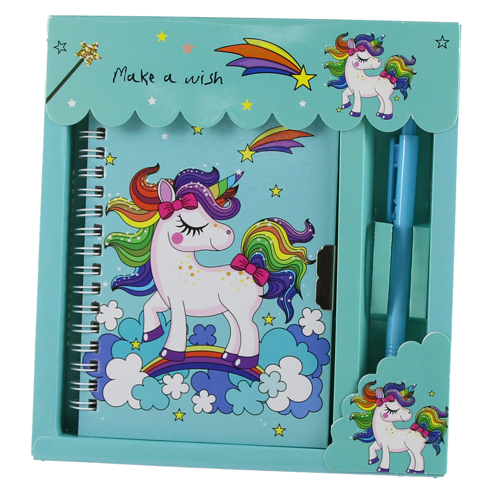 Agenda cu pix si lacat in cutie decorativa 18x19 cm unicorn [1]