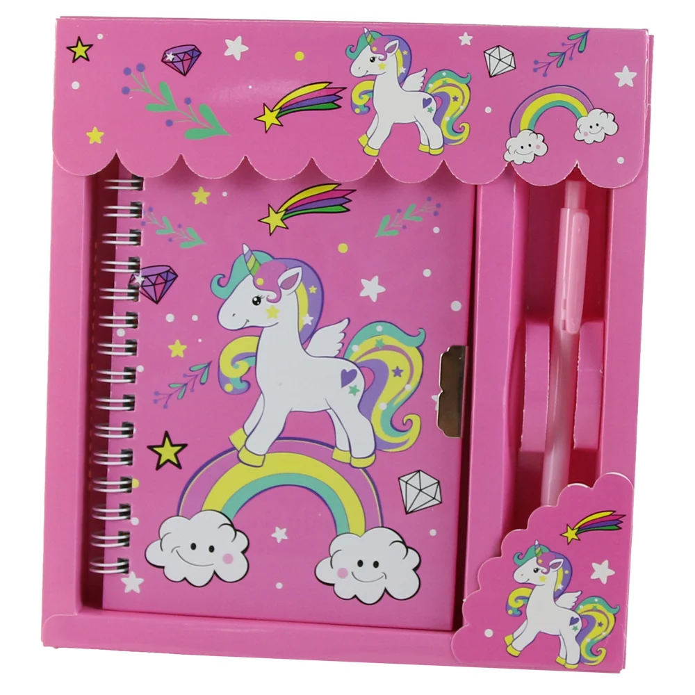 Agenda cu pix si lacat in cutie decorativa 18x19 cm unicorn [2]
