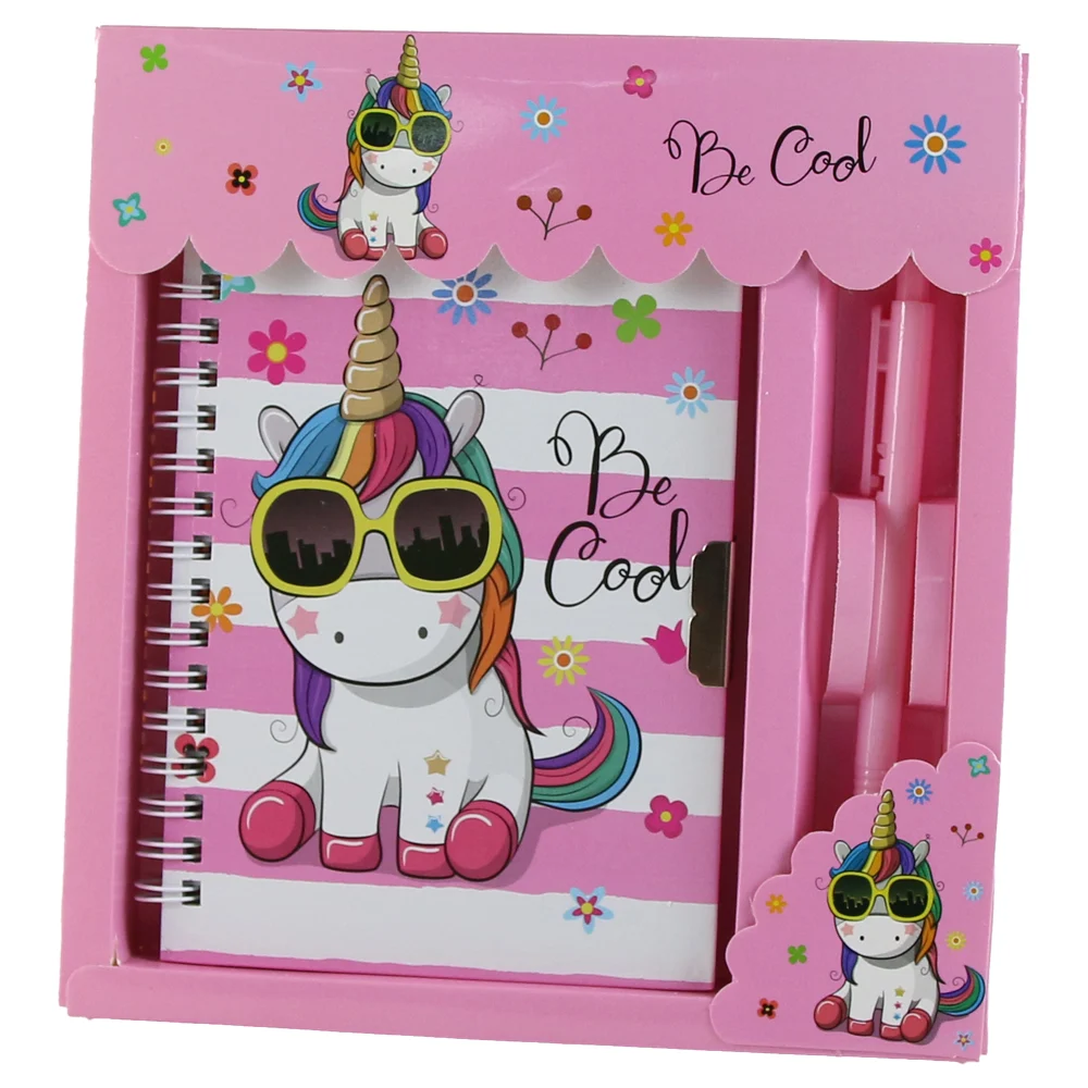 Agenda cu pix si lacat in cutie decorativa 18x19 cm unicorn [4]