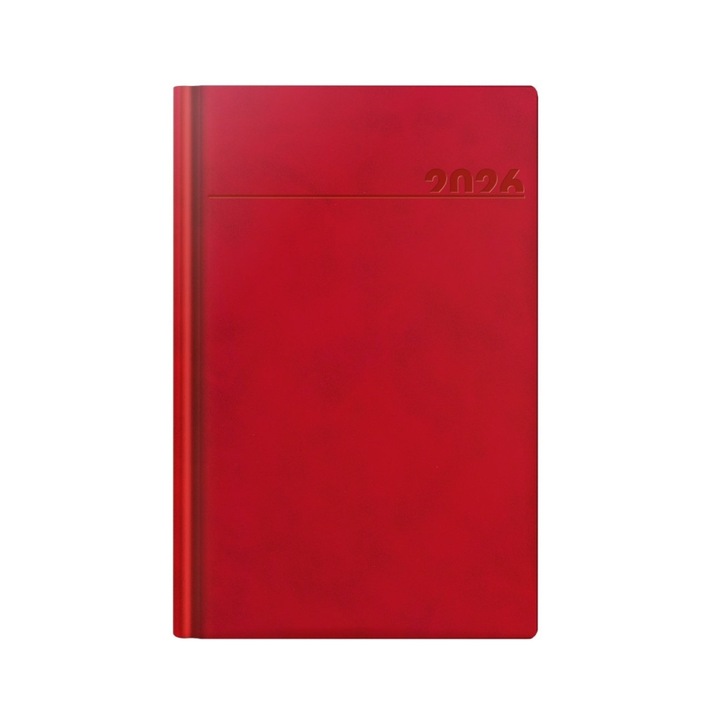 Agenda datata 2026 A5 352pg Deluxe Chia rosu cu margine aurie Herlitz [1]
