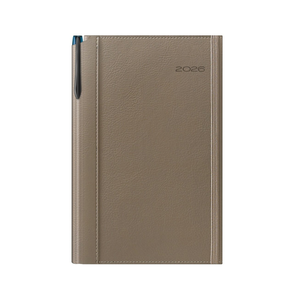 Agenda datata 2026 A5 352 pagini Premium Deluxe Borneo bej cu margine argintie [1]