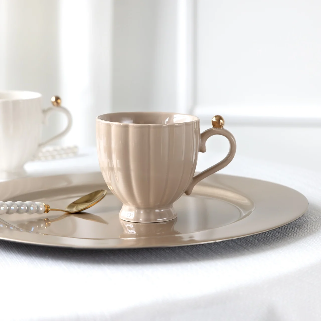 Ceasca portelan 250 ml bej Curly Gold Ambition [2]