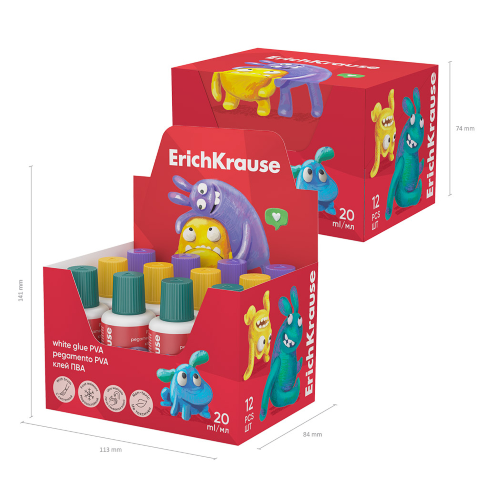 Aracet alb ErichKrause Jolly Friends cu pensula 20 ml [6]