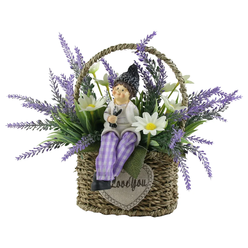 Aranjament floral lavanda cu figurina 27x23 cm [1]