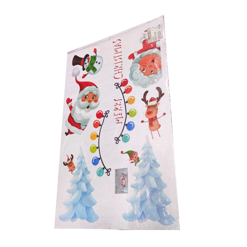 Autocolante de Craciun brazi albi ren Mos Craciun ghirlande colorate 60x90 cm [2]